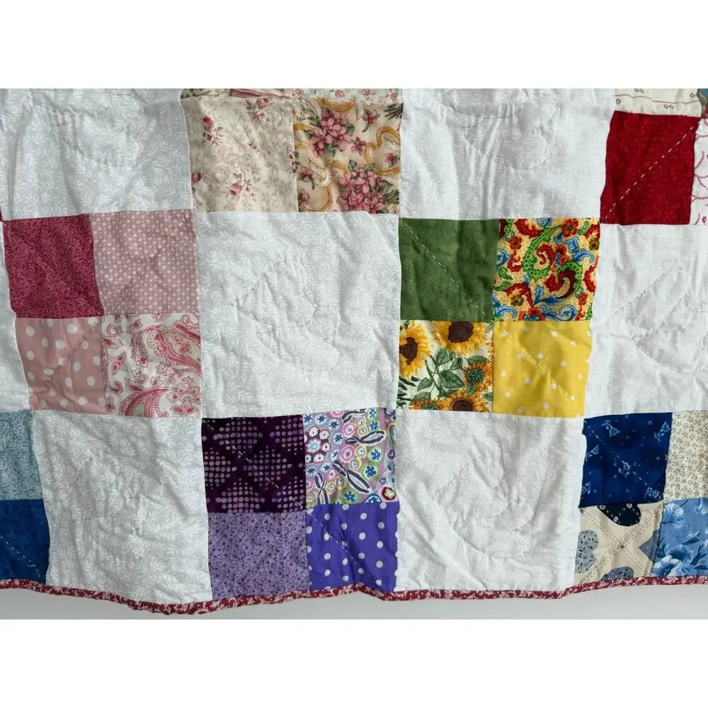 Handmade Vintage Scrappy‎ Patchwork Quilt 56x35